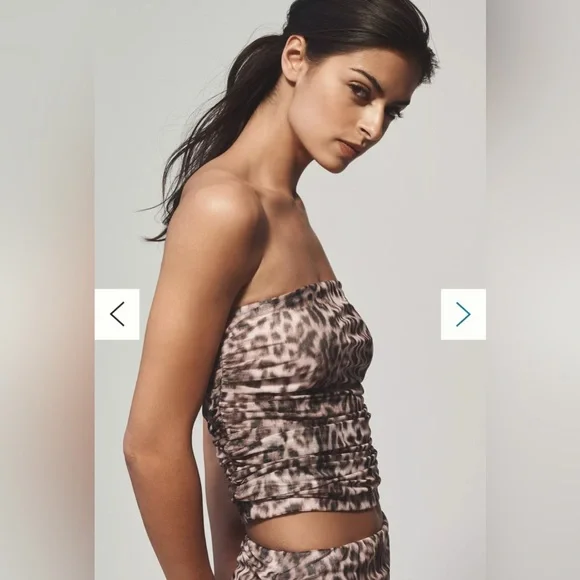 NWT By Anthropologie Mesh Shirred Tube Top, S - Picture 3 of 3